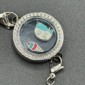 Origami Owl Living Locket Tassel Necklace Silver Chain Camper Ice‎ Cream Charm